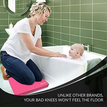 Sleek Garden Premium Thick Kneeling Pads Bath Floor Kneeler for Baby, Knee Pad Cushion for Pool | Thickest, Most Comfortable Foam Mat Kneeler for Yoga & Exercise,Waterproof (12.5"x17.8"x2, Pink)