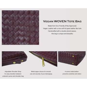 Vegan Leather Woven Tote Handbag - Stylish Eco-Friendly 2023
