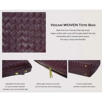 Vegan Leather Woven Tote Handbag - Stylish Eco-Friendly 2023