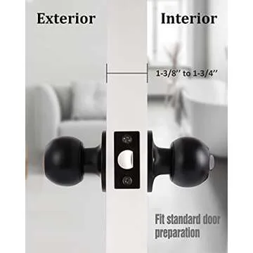 Durable Matte Black Door Knobs for Bedroom & Bathroom