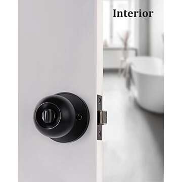Durable Matte Black Door Knobs for Bedroom & Bathroom