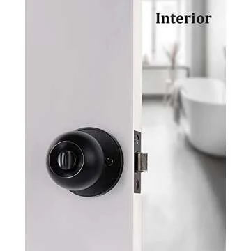 Durable Matte Black Door Knobs for Bedroom & Bathroom
