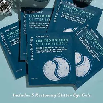 Patchology Restoring Night Glitter Eye Gels - Under Eye Patches For Dark Circles for Puffy Eyes Care - Hydrating Eye Mask Patch with Retinol - Eye Bags, Puffiness & Wrinkles Reducer (5 Pairs)