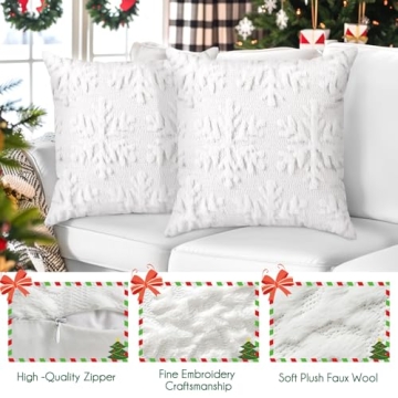 Christmas Snowflake Throw Pillow Covers - Set of 2