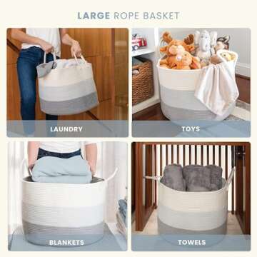 OrganiHaus Extra Large Gray Storage Basket for Home