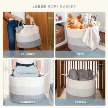 OrganiHaus Extra Large Gray Storage Basket for Home