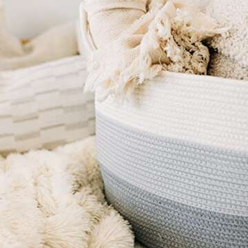 OrganiHaus Extra Large Gray Storage Basket for Home