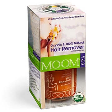 MOOM Organic Sugar Waxing Kit with Lavender & Chamomile - 6 oz Natural Hair Removal Glaze with 18 St...