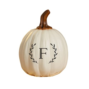 Personalization Universe Laurel Initial Personalized Monogram Pumpkin - Handcrafted Resin Fall Hallo...
