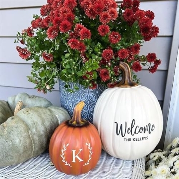 Personalized Laurel Initial Pumpkins - Fall Decor Accents