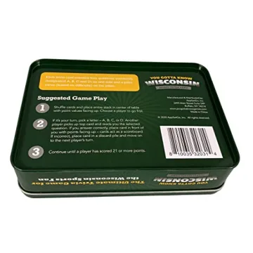 Wisconsin Sports Trivia Game 500 Questions Metal Tin