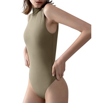PUMIEY Mock Neck Sleeveless Bodysuit - Chic Comfort Awaits!