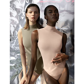 PUMIEY Mock Neck Sleeveless Bodysuit - Chic Comfort Awaits!