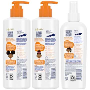 Dove Shampoo and Conditioner Set + Detangler Spray for Kids - Kids Hair Love Collection, Shampoo and...