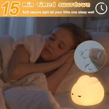 MeXYZ Cute Bunny Night Light, 3 Level Dimmable Nursery NightLight for Kids, Rechargeable Silicone Squishy Rabbit Lamp with Tap Control & Timer for Breastfeeding Toddler Baby Kids Decor Gift