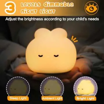 MeXYZ Cute Bunny Night Light, 3 Level Dimmable Nursery NightLight for Kids, Rechargeable Silicone Squishy Rabbit Lamp with Tap Control & Timer for Breastfeeding Toddler Baby Kids Decor Gift