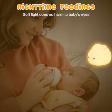 MeXYZ Cute Bunny Night Light, 3 Level Dimmable Nursery NightLight for Kids, Rechargeable Silicone Squishy Rabbit Lamp with Tap Control & Timer for Breastfeeding Toddler Baby Kids Decor Gift