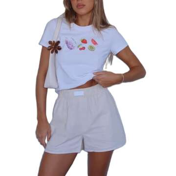 Women's Y2K Lounge Shorts Summer Striped Print Elastic Waist Boxer Shorts Loose Casual Pajama Bottom...