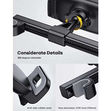 Lamicall Car Tablet Mount, Headrest Tablet Holder - Car Back Seat Travel Tablet Stand for Kids, Compatible with iPad Pro Air Mini, Galaxy Tab, Fire HD, 4.7-13" Cell Phone, Tablets and Devices