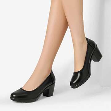 Comfortable Chunky Closed Toe Heels for Work & More