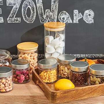 EZOWare Airtight Glass Jars Set of 12 for Kitchen Storage
