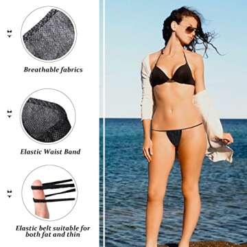JUNFAN 50 Pack Disposable Thong Panties Women's Disposable Bikini Panties G-String Underwear for Spr...