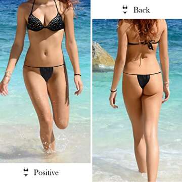 JUNFAN 50 Pack Disposable Thong Panties Women's Disposable Bikini Panties G-String Underwear for Spray Tanning, One Size