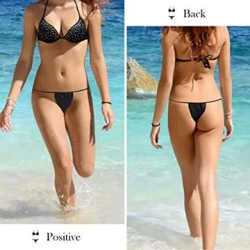 JUNFAN 50 Pack Disposable Thong Panties Women's Disposable Bikini Panties G-String Underwear for Spray Tanning, One Size