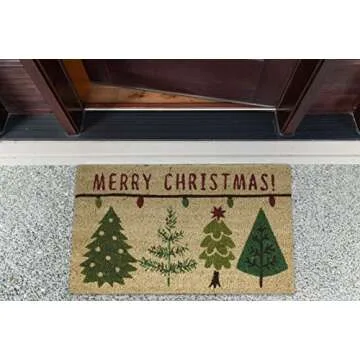DII Merry Trees Holiday Doormat for Festive Entryways
