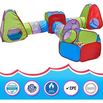 Hide and Slide 7pc Kids Ball Pit Play Tent and 20 Balls, Toddler Jungle Gym Play Tent Crawl Tunnel T...