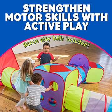 Hide and Slide 7pc Kids Ball Pit Play Tent and 20 Balls, Toddler Jungle Gym Play Tent Crawl Tunnel Toy for Babies Infant Children, Birthday Gift Girls Boys, Indoor Outdoor Gift, Portable Play Center