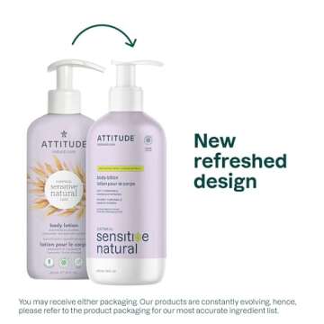 ATTITUDE Body Lotion for Sensitive Skin with Oat, EWG Verified, Dermatologically Tested, Vegan, Chamomile, 16 Fl Oz
