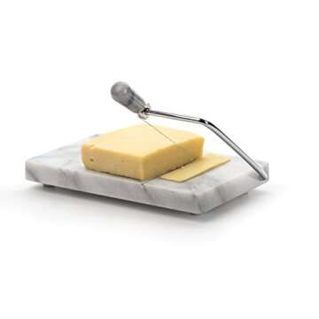 RSVP International Cheese Slicer Cut Cheese, Meats & Other Appetizers, 7.75x5x1", White Marble, One size (Pack of 1)