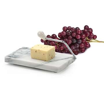 RSVP International Cheese Slicer Cut Cheese, Meats & Other Appetizers, 7.75x5x1", White Marble, One size (Pack of 1)
