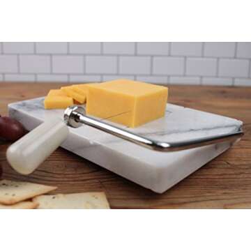 RSVP International Cheese Slicer Cut Cheese, Meats & Other Appetizers, 7.75x5x1", White Marble, One size (Pack of 1)