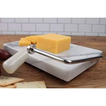 RSVP International Cheese Slicer Cut Cheese, Meats & Other Appetizers, 7.75x5x1", White Marble, One size (Pack of 1)