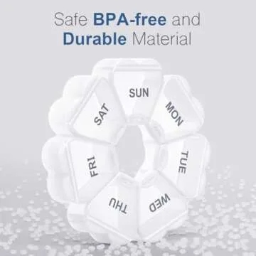 Large Weekly Pill Organizer, Pill Box 7 Day, KAPENS Daily Vitamin Case Large Capacity Compartments, Pill Containers for Fish Oil Medicine Supplements, White