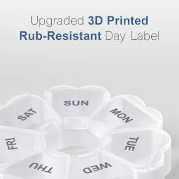 Large Weekly Pill Organizer, Pill Box 7 Day, KAPENS Daily Vitamin Case Large Capacity Compartments, Pill Containers for Fish Oil Medicine Supplements, White