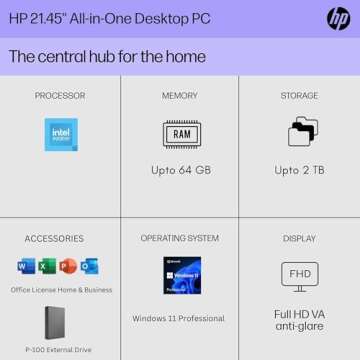 HP 22 inch All-in-One Desktop PC (New Version, 32GB RAM | 1TB Storage)