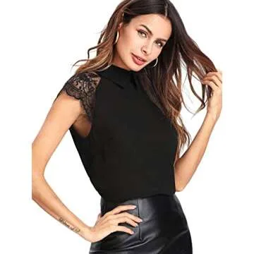 Stylish Floerns Women's Lace Office Blouse for Summer