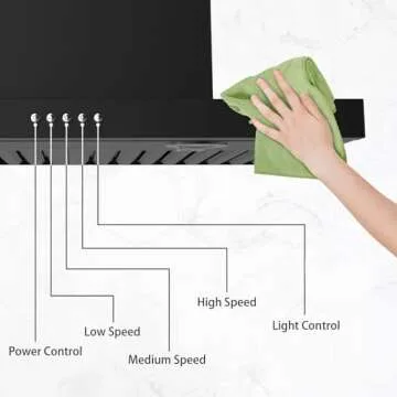 ONEEON 24" Range Hood - 650 CFM Stainless Steel Wall Mount Kitchen Exhaust with 3 Speed Fan, LED Lights, Push Button, Ultra-thin Body, Chimney Style Stove Vent Hood & Ducted Exhaust Vent, Black