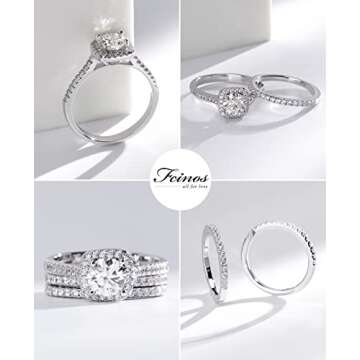 FCINOS Moissanite Engagement Ring in Sterling Silver