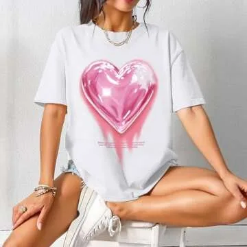 Stylish KIEKIECOO Oversized Graphic Tees - Casual Heart Shirts for All