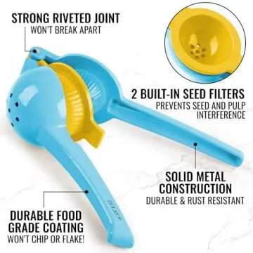 Zulay Metal 2-In-1 Lemon Lime Squeezer for Easy Juicing