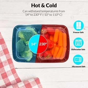 Reli. Meal Prep Containers, 30 oz. (50 Pack) - Black 2 Compartment Food Containers with Lids, Microwavable Food Storage Containers - Black Reusable Bento Box/Lunch Box Containers for Meal Prep (30 oz)