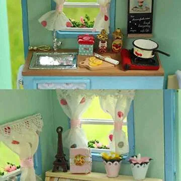 MAGQOO Wooden Dollhouse Miniature with Furniture DIY Dollhouse Kit DIY House Kit Tiny House Kit with Voice Control and Music Movement 1:18 Scale Creative Room Idea(Time Travel)