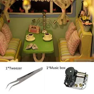 MAGQOO Wooden Dollhouse Miniature with Furniture DIY Dollhouse Kit DIY House Kit Tiny House Kit with Voice Control and Music Movement 1:18 Scale Creative Room Idea(Time Travel)