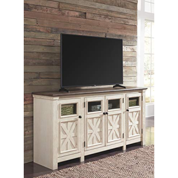 Two Tone Farmhouse TV Stand Ideal for Modern Living Rooms
