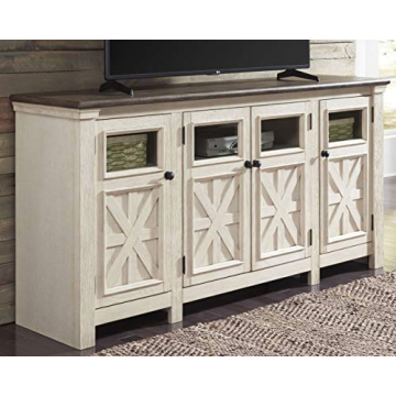 Two Tone Farmhouse TV Stand Ideal for Modern Living Rooms