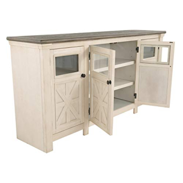 Two Tone Farmhouse TV Stand Ideal for Modern Living Rooms